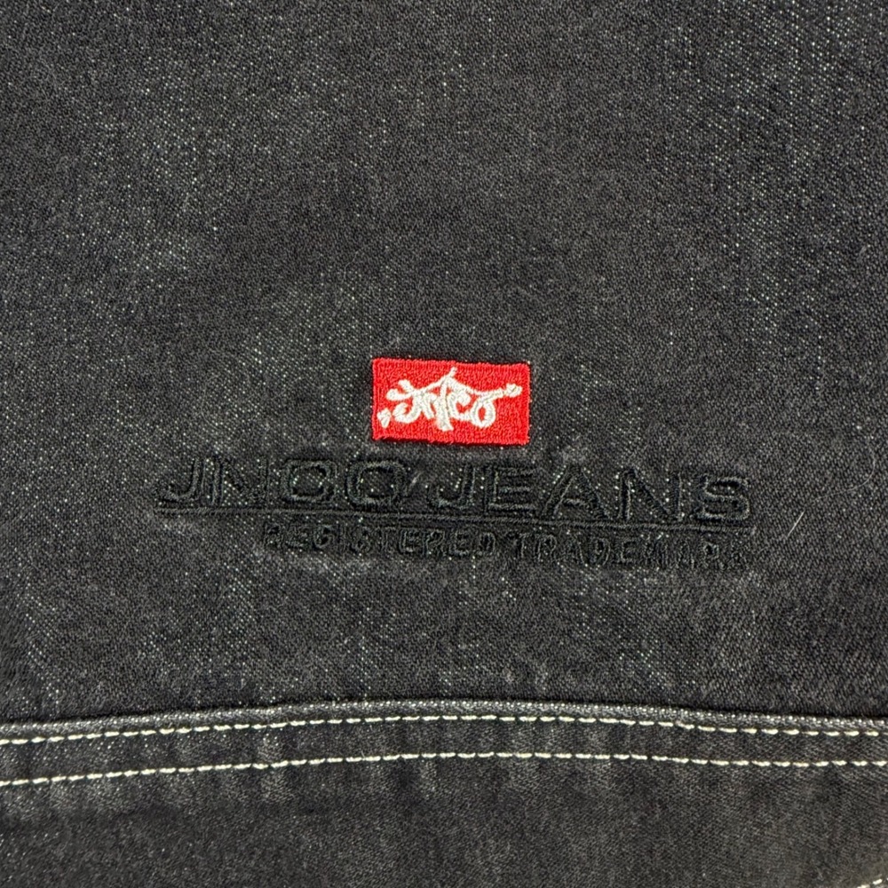 JNCO Jeans Vintage Denim Trucker Jacket Mens XL Black Contrast Stitch USA Made - Picture 9 of 9